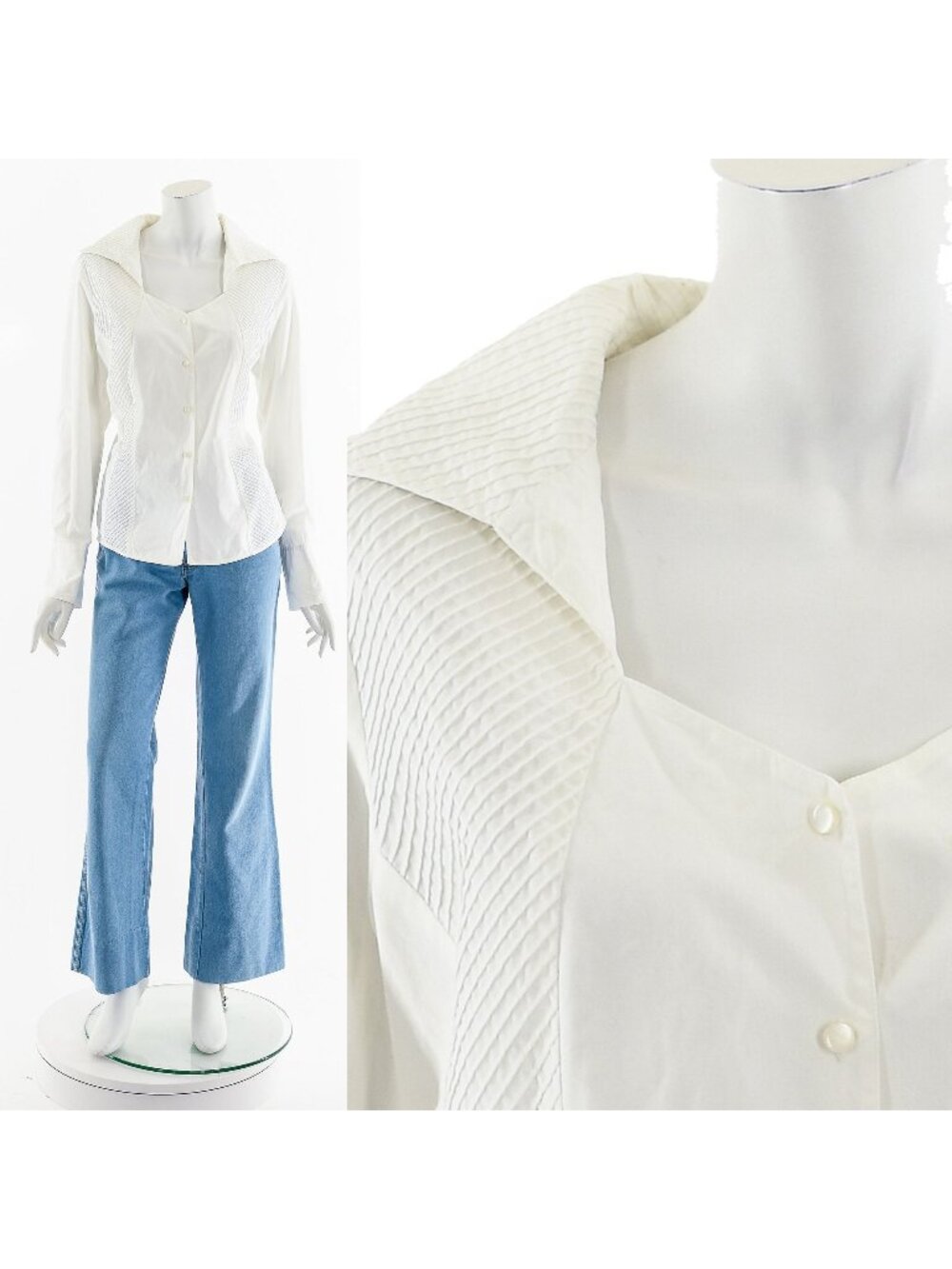Pleated White Blouse